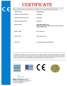 JCBL India Batteries - CE Certification