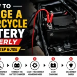 Motorcycle battery being charged with a smart battery charger