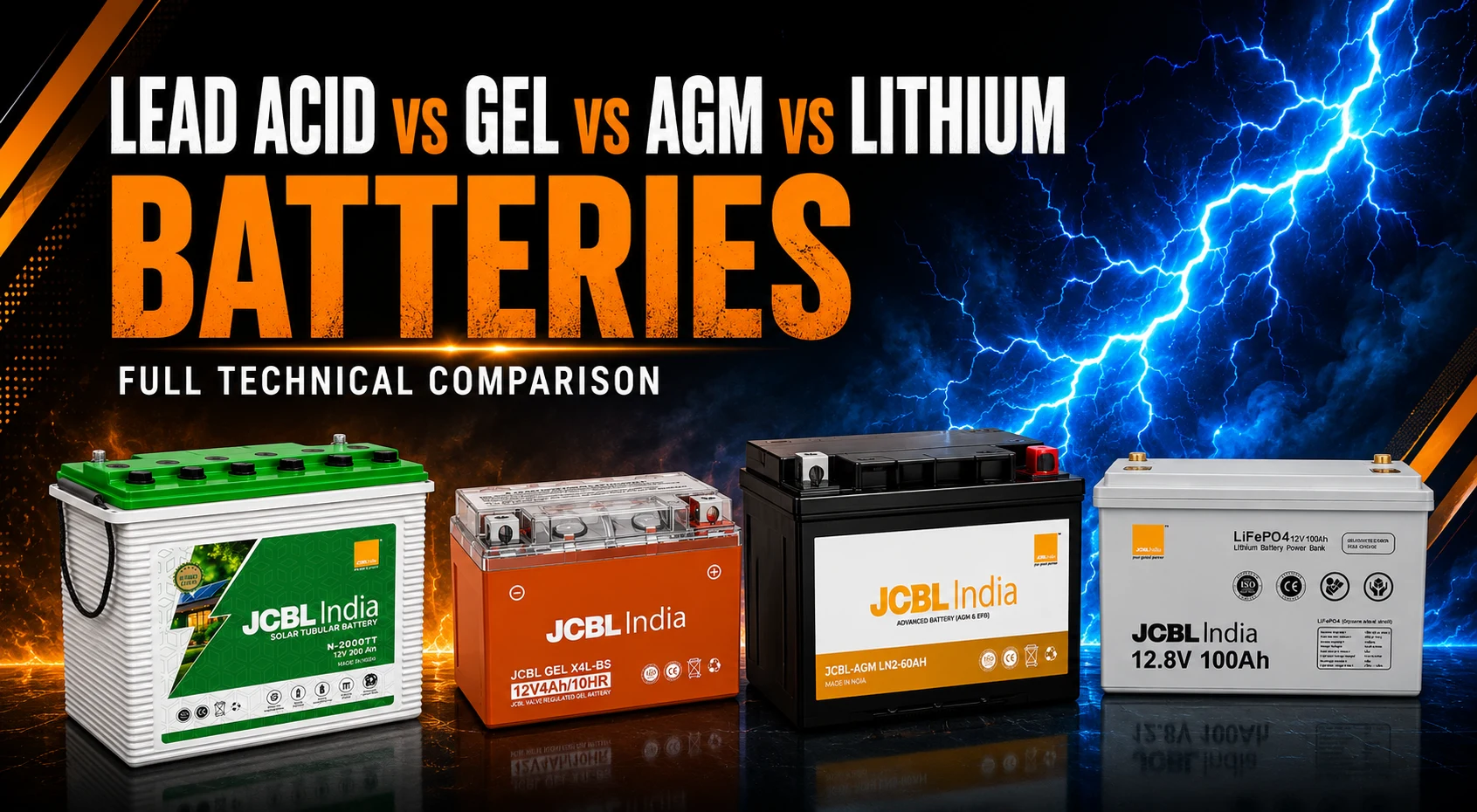 Lead Acid, Gel, AGM and Lithium batteries technical comparison