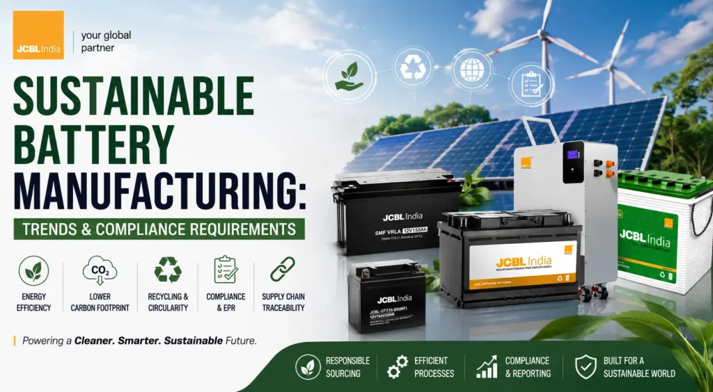 Sustainable battery manufacturing trends, recycling, carbon footprint, compliance and supply chain traceability