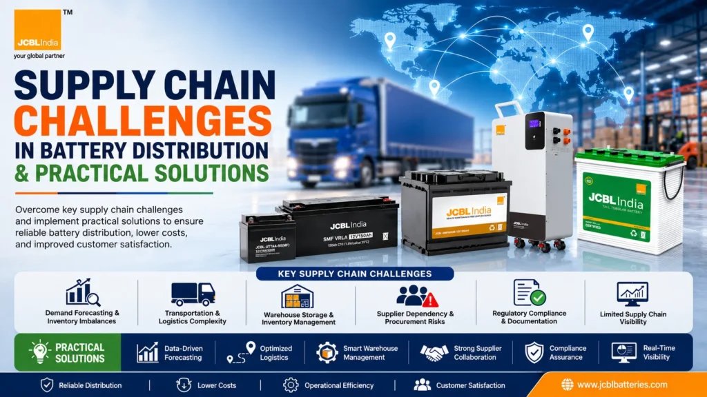 Battery supply chain challenges and practical solutions infographic