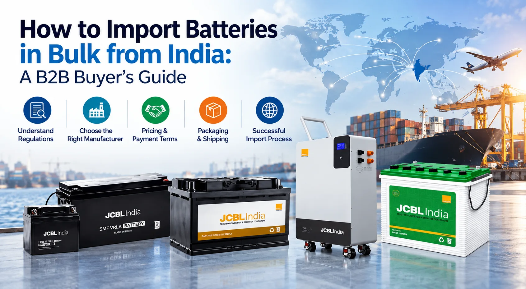 How to import batteries in bulk from India with a B2B guide covering manufacturers, compliance, pricing, packaging, shipping, and import processes