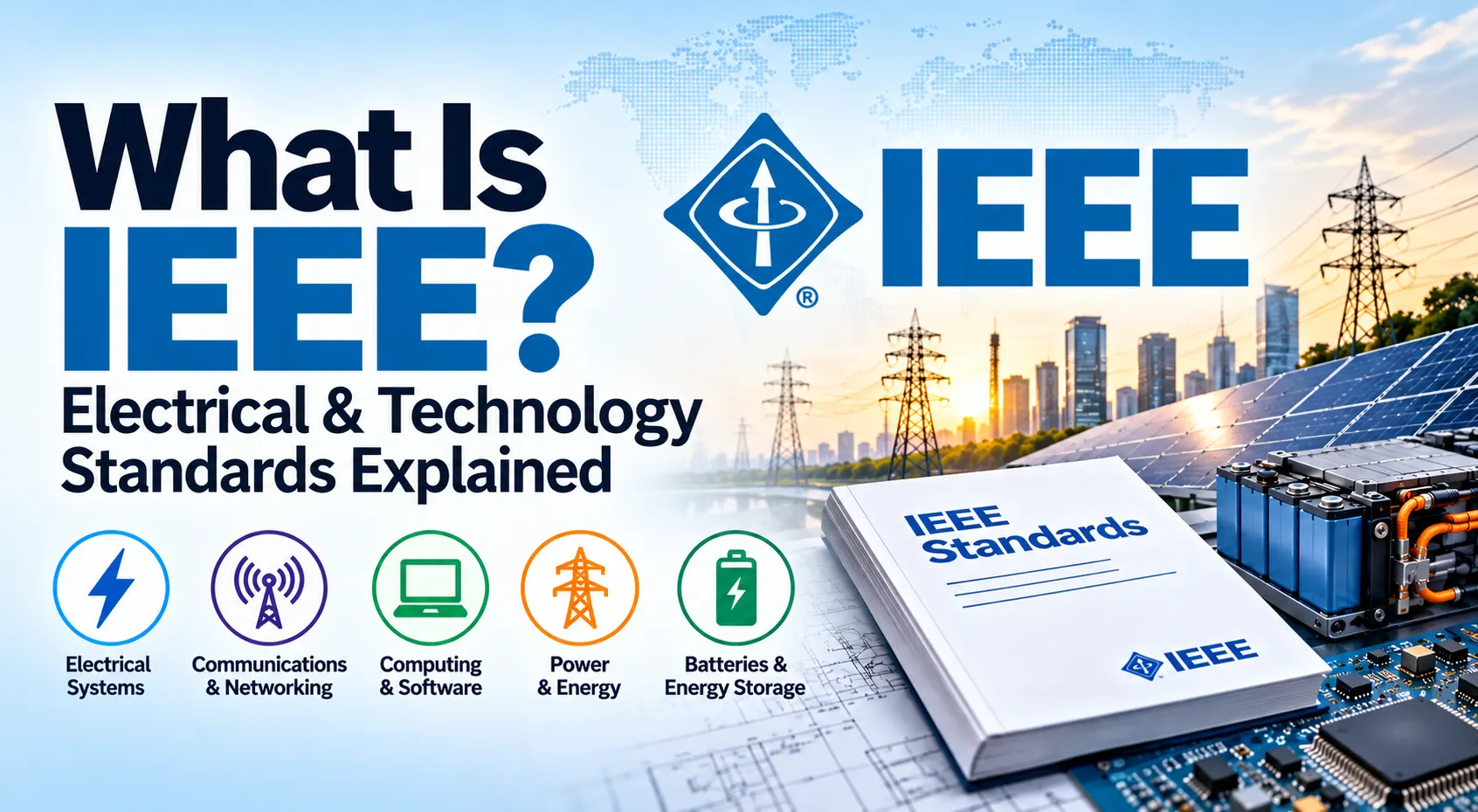 What Is IEEE? Electrical and technology standards explained with IEEE standards, power, computing, communication, and battery technology.